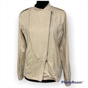 𝅺paper Crane Moto style asymmetrical jacket NWT cream tan size Medium